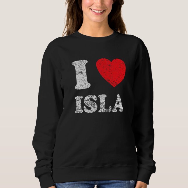 Camiseta Estilo Desgastado Grunge Angustiado Eu Amo Isla (Frente)