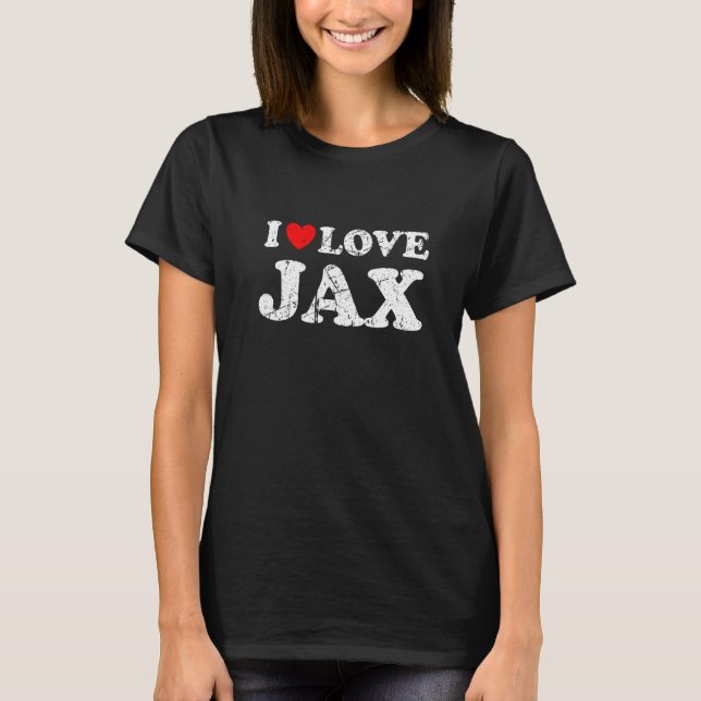 Camiseta Estilo Desgastado Grunge Angustiado Eu Amo Jax   (Frente)