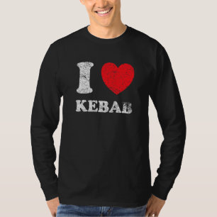 Camiseta Estilo Desgastado Grunge Angustiado Eu Amo Kebab