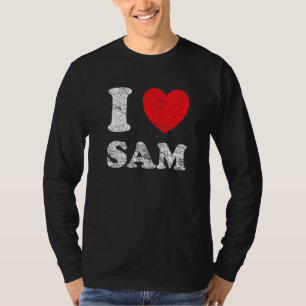Camiseta Estilo Desgastado Grunge Angustiado Eu Amo Sam
