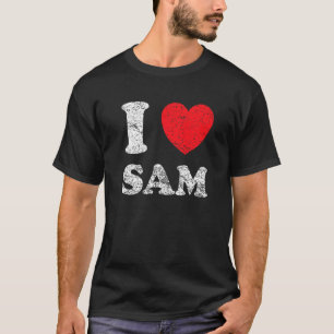 Camiseta Estilo Desgastado Grunge Angustiado Eu Amo Sam