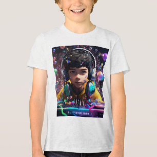 Camiseta Estilo DJ - Camisa-T com três misturas jovens - Pe