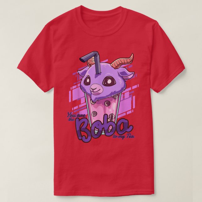 Camiseta Estilo do Gótico Chá Nu - Otaku Bubble Tea Baphom (Frente do Design)