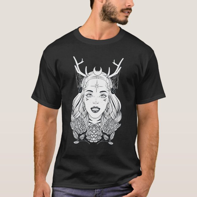Camiseta Estilo do rosto das mulheres bonito Ghotic (Frente)