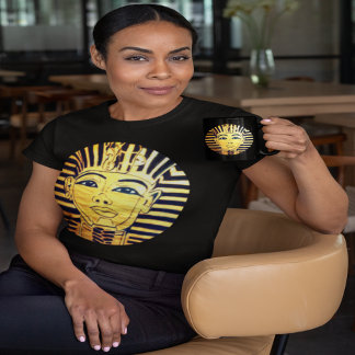 Camiseta Estilo Egípcio Preto e Dourado Faraó