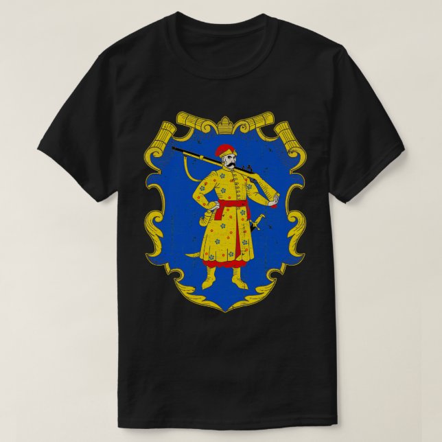 Camiseta Estilo emblema do cossaco ucraniano Design (Frente do Design)
