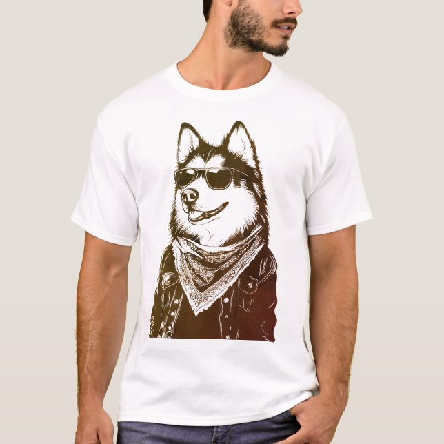 Camiseta Estilo Engraçado da Rua Malamute, Salto de Hip (Frente)