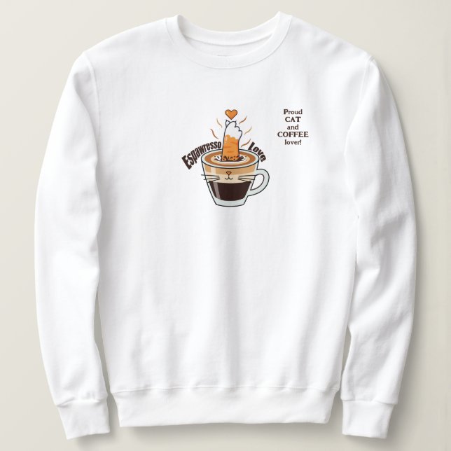 Camiseta Estilo engraçado de gato rústico e amante de café  (Frente do Design)