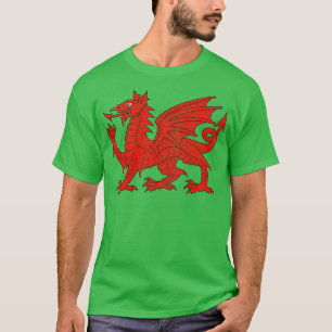 Camiseta Estilo esmaecido Design do Dragão galês