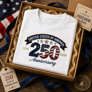 Camiseta Estilo Espumante Patriótico do 250º Aniversário do