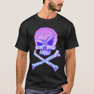 Camiseta Estilo estético de Vaporwave Caveira Efeito Coleto