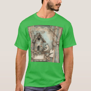 Camiseta Estilo Estilo de Livro Aves Casas de Aves rapaz