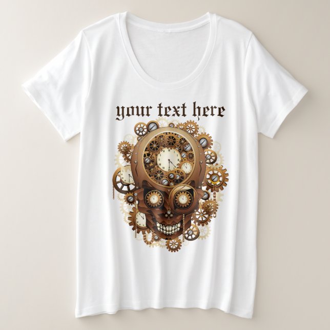 Camiseta Estilo Gótico do Caveira Steampunk (Frente do Design)