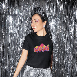 Camiseta Estilo Grafite 2026 Splash de Cor Ano Novo