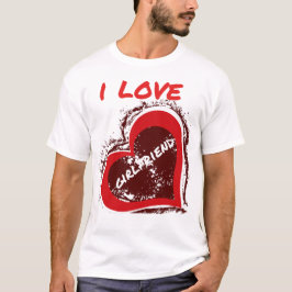 Camiseta Estilo Grunge Eu Amo Minha Namorada Coração Desenh
