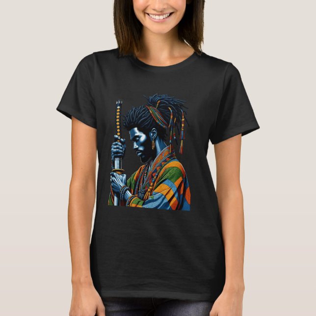 Camiseta Estilo Japonês Afro-Americano - Samurai - Bushido  (Frente)