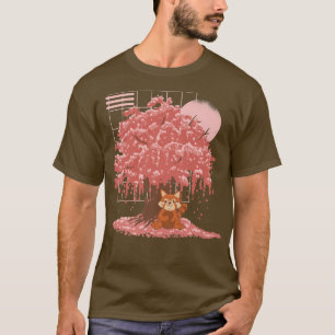 Camiseta Estilo Japonês Cherry Blossom Sakura Japão Red Pan