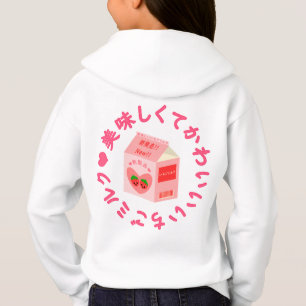Camiseta Estilo Japonês Kawaii Strawberry Milk Hoodie