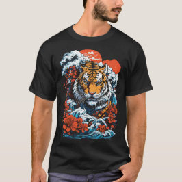 Camiseta Estilo Japonês - Oceano 1 - Estilo Negro