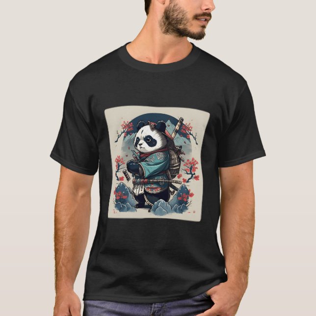 Camiseta Estilo japonês Samurai Anime Panda (Frente)
