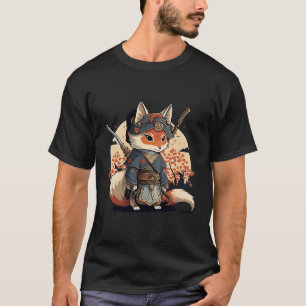Camiseta Estilo japonês Samurai Fox Anime