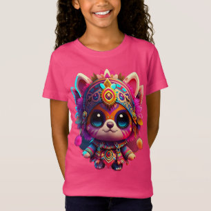 Camiseta Estilo Kawaii Caleidoscópio Colorido