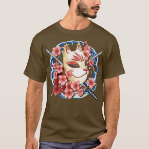 Camiseta Estilo Kitsune da Máscara de Animo do Japão Samura