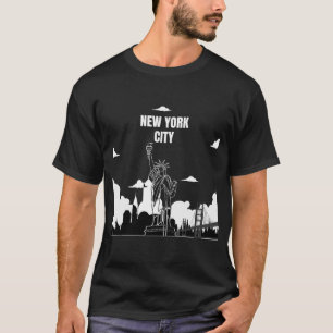 camiseta estilo linha de cenário da cidade de nova
