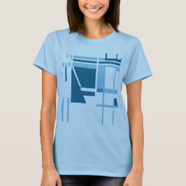 Camiseta Estilo MCM Azul-Turquesa Estilo Geométrico Abstrat