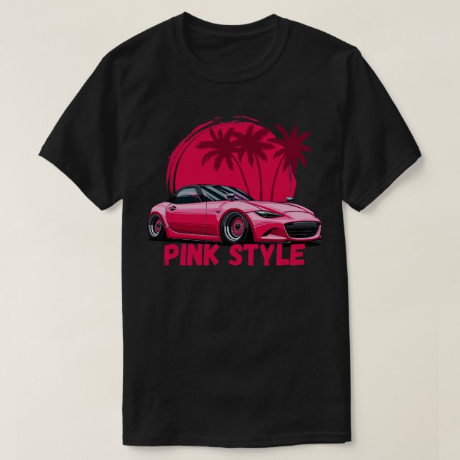 Camiseta Estilo MX5 Miata Pink (Frente do Design)