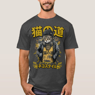 Camiseta Estilo Neko – Design de Gato Urbano Streetwear Jap
