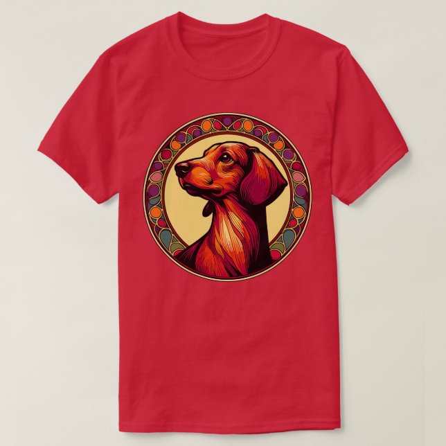 Camiseta Estilo Nouveau de Design de Cachshund (Frente do Design)