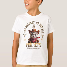 Camiseta Estilo Ocidental Engraçado Cowboy Ferret