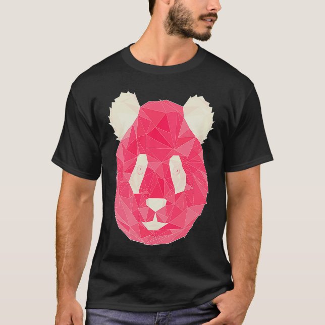 Camiseta Estilo Polígono Panda Rosa (Frente)
