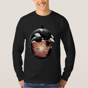 Camiseta Estilo Polinésia de Baleias Orca Cuja Samoa Estilo