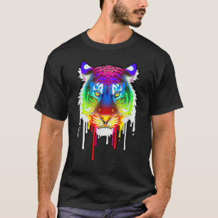 Camiseta Estilo Pop da Cabeça do Tiger Colorido do Tigre