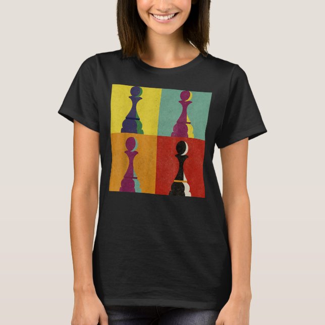 Camiseta Estilo Pop de Xadrez de Peça de Peça de Jogo de Co (Frente)