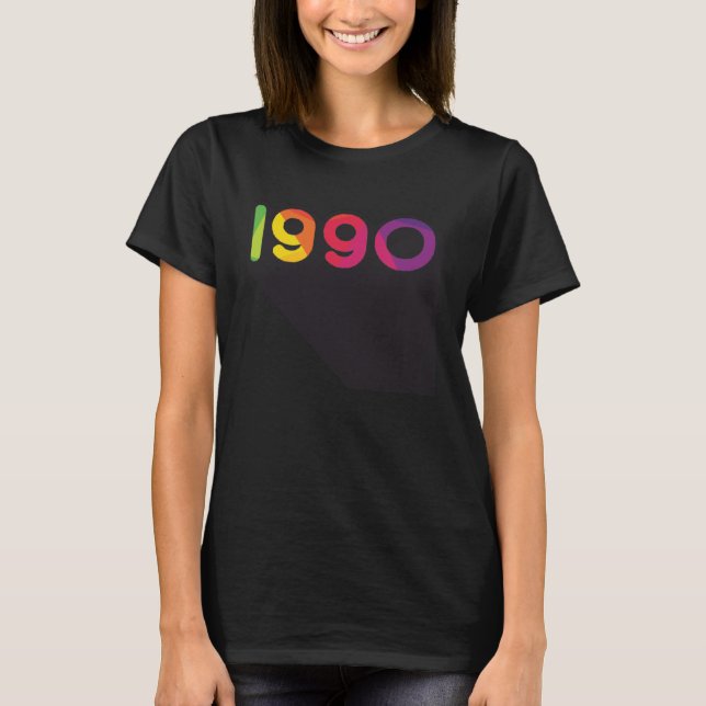 Camiseta Estilo Pop Vintage Arco-íris de 1990 (Frente)