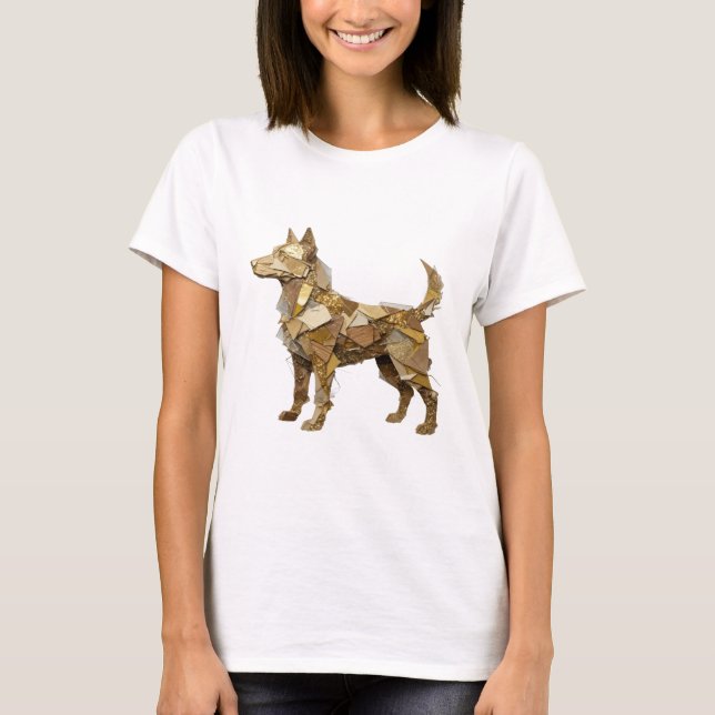Camiseta Estilo Prata Design de declaração CÃO DORADO (Frente)