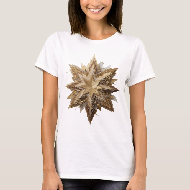 Camiseta Estilo Prata ESTRELA DORADA Design Moderno (Frente)