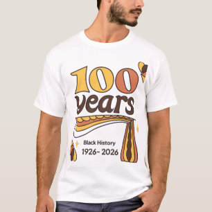 Camiseta Estilo Retro 100 Anos História Negra 1926-2026 Vin
