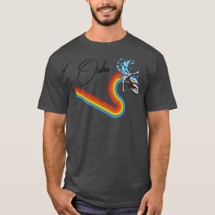 Camiseta Estilo Retro 70s80s Estilo Rainbow Surfing Oahu Ha