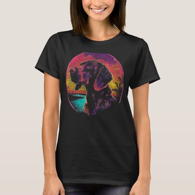 Camiseta Estilo retrô alemão do ponteiro curto 80s (Frente)