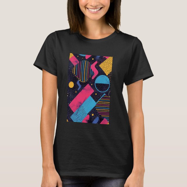 Camiseta Estilo Retro Arte Padrão Sinthwave 80s (Frente)