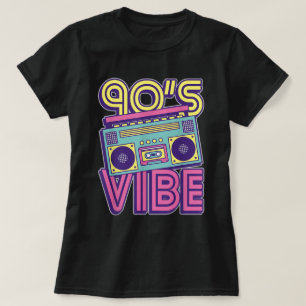 Camiseta Estilo Retro Boombox Neon dos Anos 90