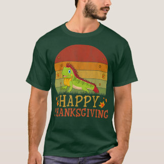 Camiseta Estilo Retro de Ação de Graças Iguana Amava Graças