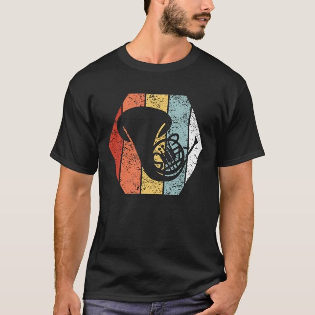 Camiseta Estilo retro engraçado da trompa francesa 80s do (Frente)