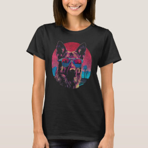 Camiseta Estilo Retro Engraçado German shepherd Vestindo Vi