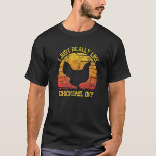 Camiseta Estilo Retro Eu Gosto Muito De Galinhas Ok Vintage
