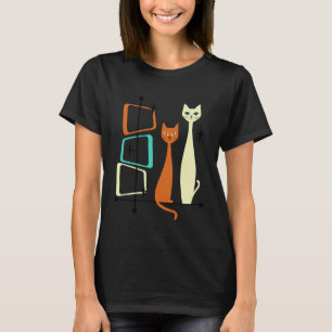 Camiseta Estilo Retro Meados do Século Modern Cats